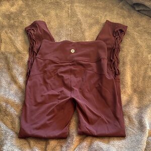 Lululemon Burgundy Leggings with Side Detail